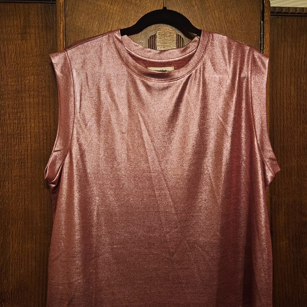 Anthropologie Porridge Metallic Pink Muscle Tee